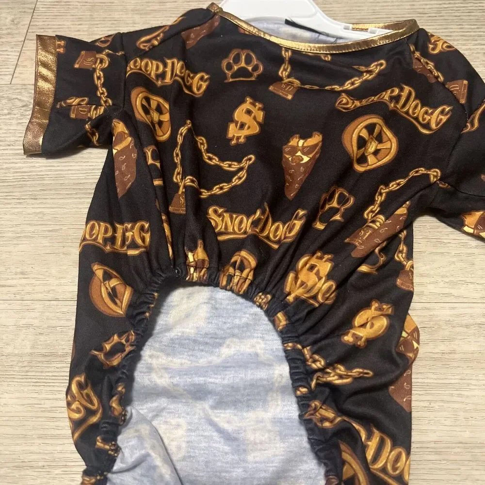 Snoop Doggie Doggs Dog Pet PJ Jammies Black Gold‎ Off The Chain Sz XL Long Beach